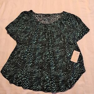 Ellos women's size 20 blouse green, black & white, New